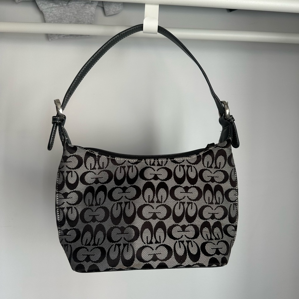 Guess black and grey monogram shoulder purse